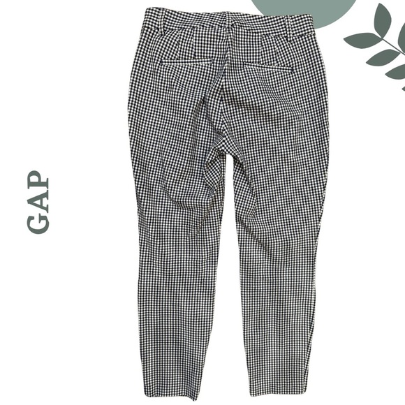 🛍️3/$40 GAP Navy Blue and White Checkered Pants Ankle Length Size 6 - Picture 3 of 6